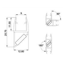 Cargar imagen en el visor de la galería, Perfil Policarbonato 9mm Magneto 180 y 90 SKU:1226
