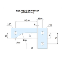 Cargar imagen en el visor de la galería, Herrajes superior L para puerta de vidrio SKU:1034
